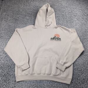 Bowery Supply Hoodie Adult Large Beige Rocky Mountains North Carolina Tourist